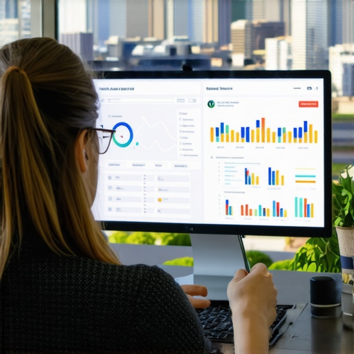 Analyzing Local SEO Data in Irvine Person working on local SEO analytics with Irvine cityscape