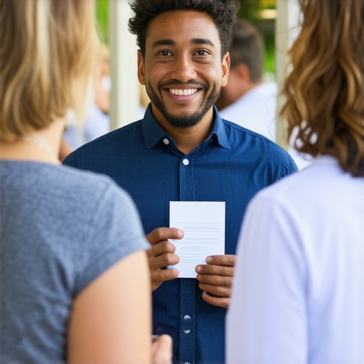 Irvine business owner participating in local community event, fostering trust and authenticity.