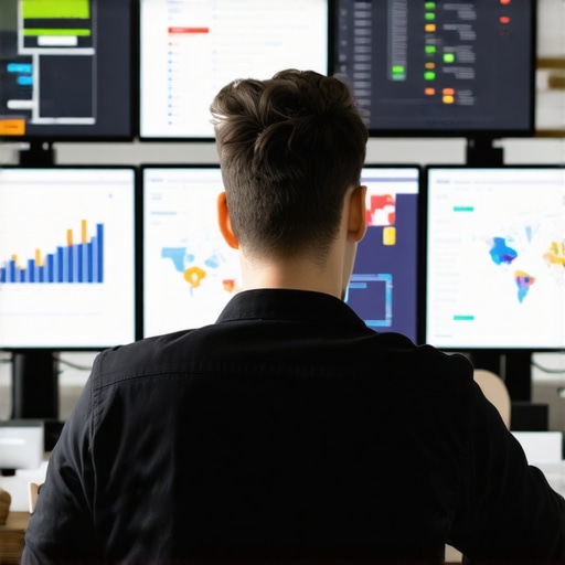 Data-Driven Irvine Local SEO Strategy Analytical expert reviewing local SEO analytics on multiple screens in Irvine