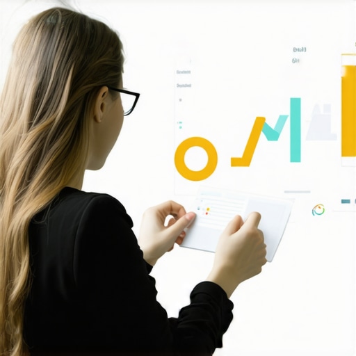 Irvine Local SEO Data Analysis A person analyzing Irvine market data with community engagement visuals.