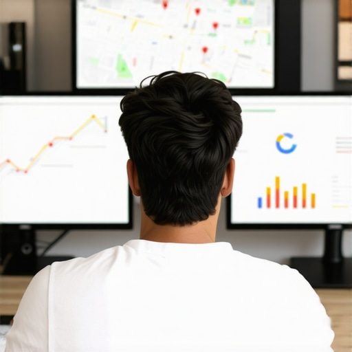Person reviewing local SEO metrics on computer screens