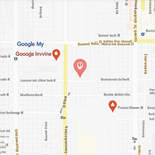 Map of Irvine showcasing optimized local business profiles with Google Maps markers.