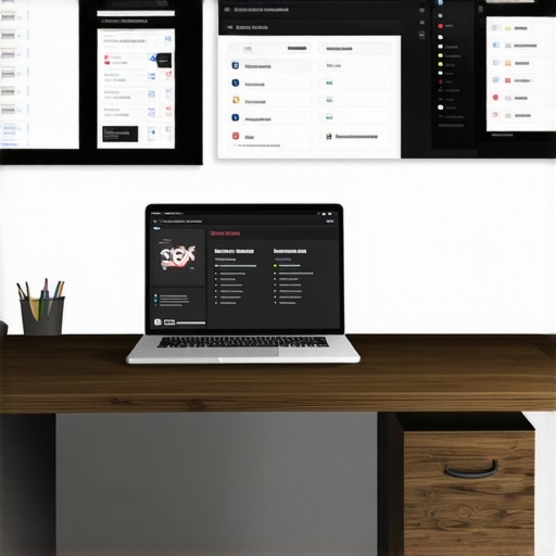 A workspace with SEO tools and analytics displays for local business success