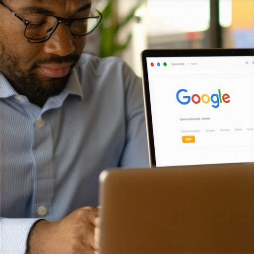 Business owner updating Google My Business profile on a laptop to improve local SEO in Irvine.