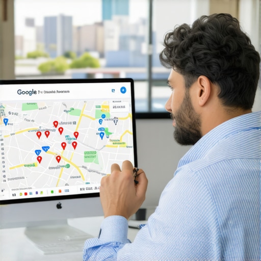 Local SEO expert reviewing Google Maps rankings in Irvine on a laptop.