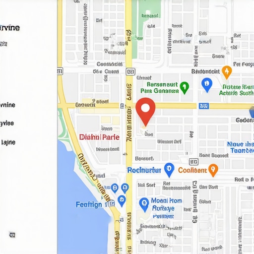 Map of Irvine with business location pins