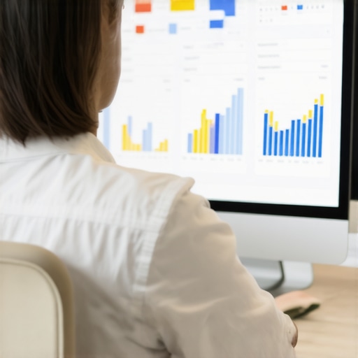 Analyzing Local SEO Data in Irvine Business owner reviewing local SEO metrics on a laptop