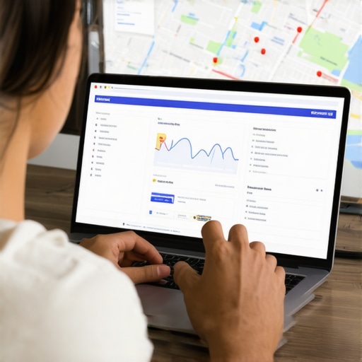 Person reviewing Irvine local SEO and Google Maps analytics on a laptop.