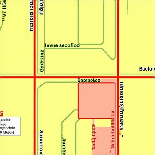 Map illustration depicting boundary changes in Irvine neighborhoods with highlighted businesses