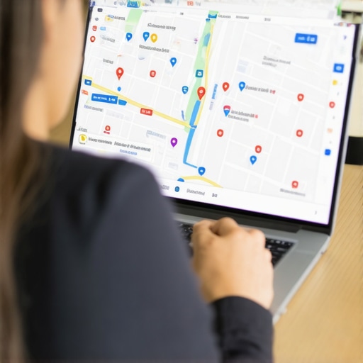 Person reviewing Irvine business map on computer to detect spam pins.
