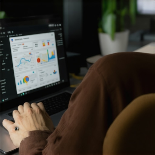 Person working on GMB profile optimization with charts and maps on computer screen.