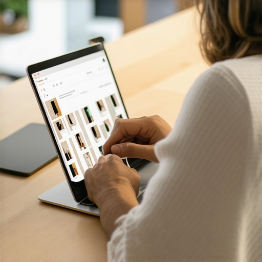 Person editing Google My Business profile on a laptop with focus on reviews and photos.