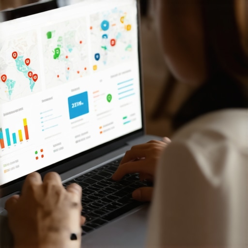 Person reviewing SEO and map analytics on a laptop for Irvine business